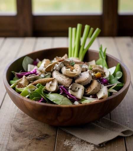 Warm Chicken Salad With Wild Mushrooms recipe image