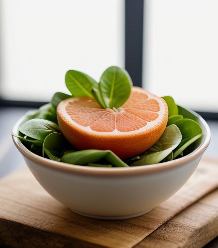 Warm Grapefruit & Baby Spinach Salad recipe image