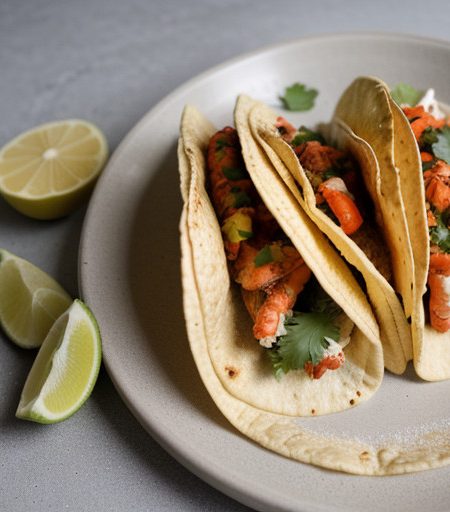 Warm Lobster Tacos With Yellow Tomato Salsa recipe image