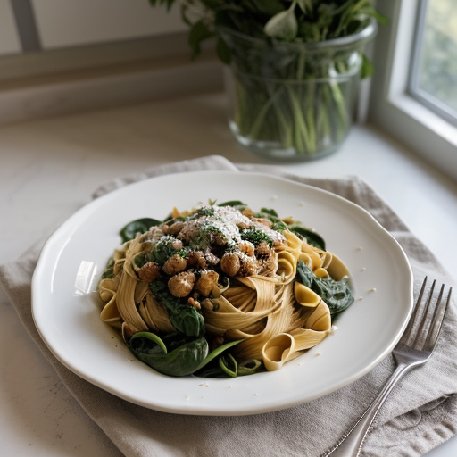 Warm Pasta and Spinach Salad recipe image