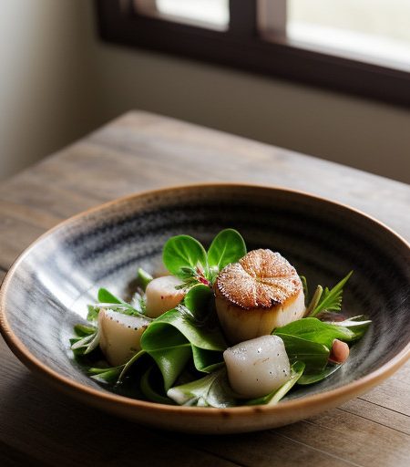 Warm Scallop Salad With Lamb's Lettuce & Tea- recipe image