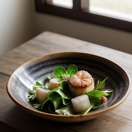 Warm Scallop Salad With Lamb's Lettuce & Tea- recipe image