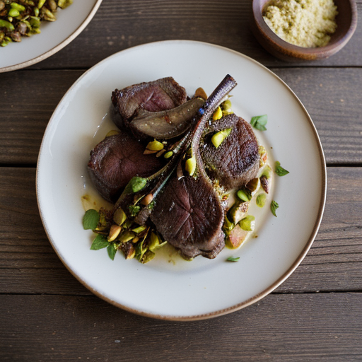 West: Royal Lamb Chops Braised With Nuts and Saffron recipe image