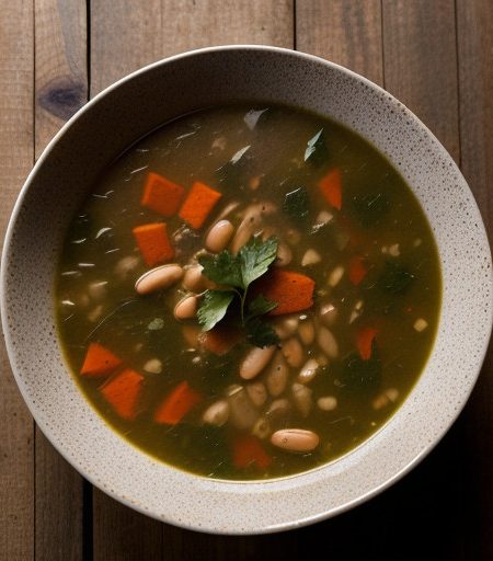 White Bean Vegetable Soup With Grilled Garlic recipe image