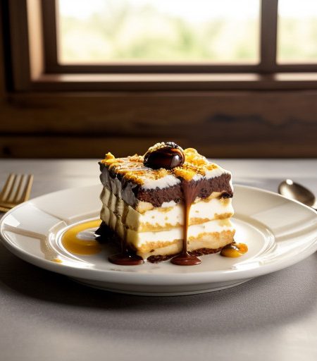 White Chocolate Lasagna With Peanut Ice Cream & Hot Fudge recipe image
