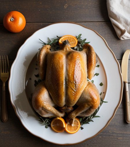 Whole Roasted Chicken Infused With Tangerines and Rosemar recipe image