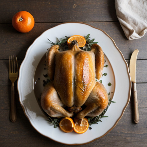 Whole Roasted Chicken Infused With Tangerines and Rosemar recipe image