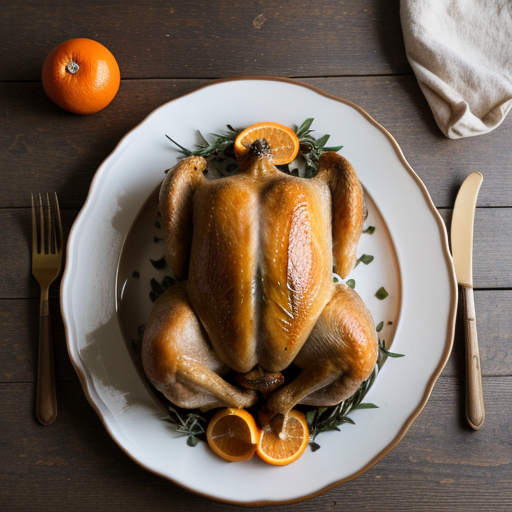 Whole Roasted Chicken Infused With Tangerines and Rosemar recipe image