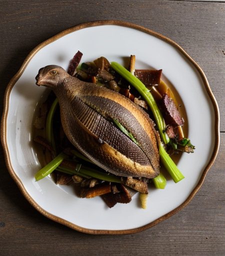 Whole Roasted Squab Stuffed With Eggplant and Bacon Dress recipe image