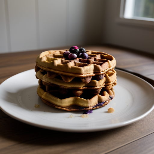 Wild Hickory Nut Waffles With Apple-Wild Blueberry Compot recipe image