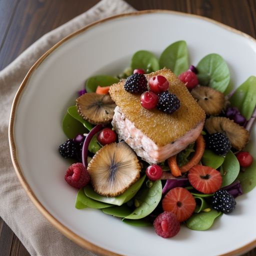 Wild Mushroom & Salmon Salad recipe image
