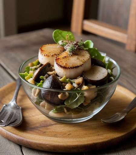 Wild Mushroom & Scallop Salad - Martha Stew recipe image