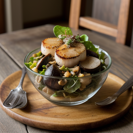 Wild Mushroom & Scallop Salad - Martha Stew recipe image