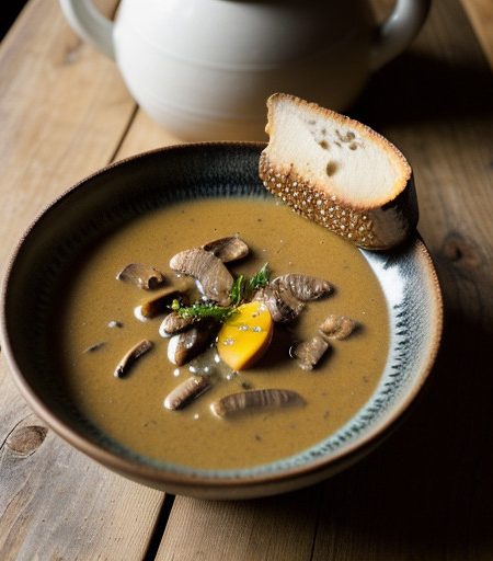 Wild Mushroom and Foie Gras Turbo Dog Bisque recipe image