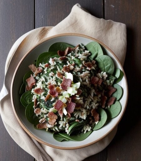 Wilted Spinach & Rice Salad recipe image