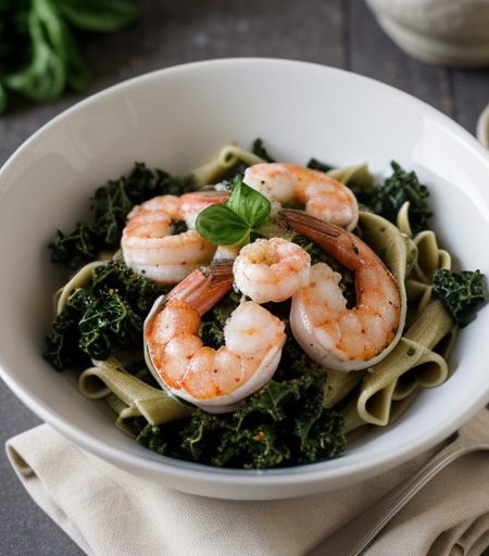 Winter Pesto Pasta With Shrimp recipe image
