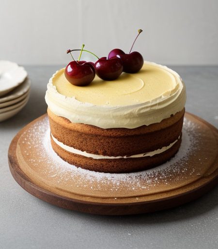 Yellow Layer Cake With Cherry Frosting recipe image
