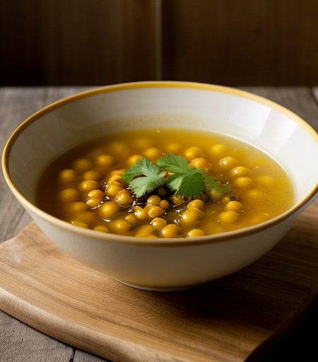 Yellow Pea Broth With Tomatoes recipe image