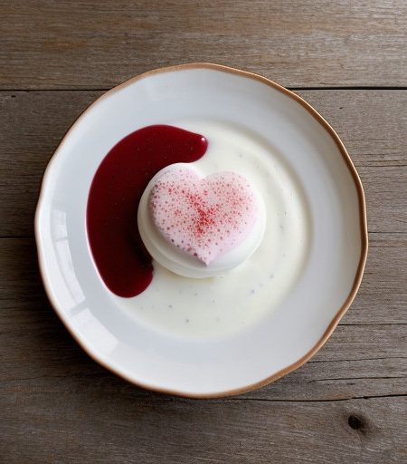 Yogurt Heart With Strawberry Coulis recipe image