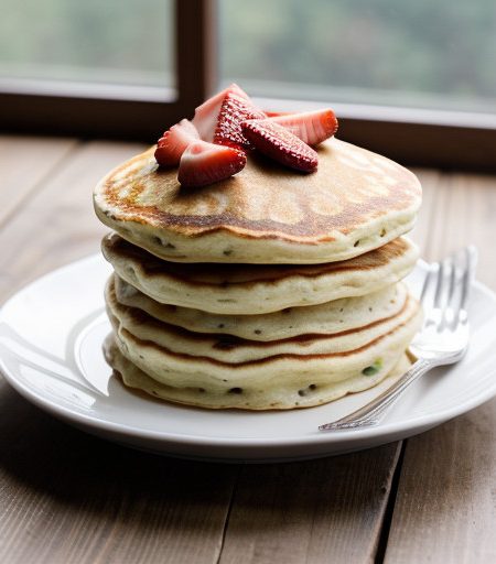 Yogurt-Topped Strawberry Pancakes recipe image