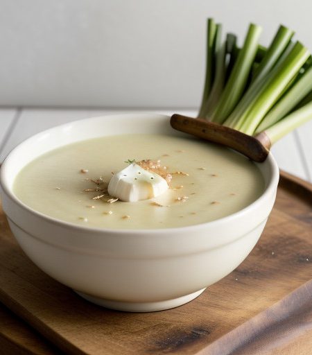 Yoshi's Cream of Leek & Potato Soup Baked With Brie recipe image