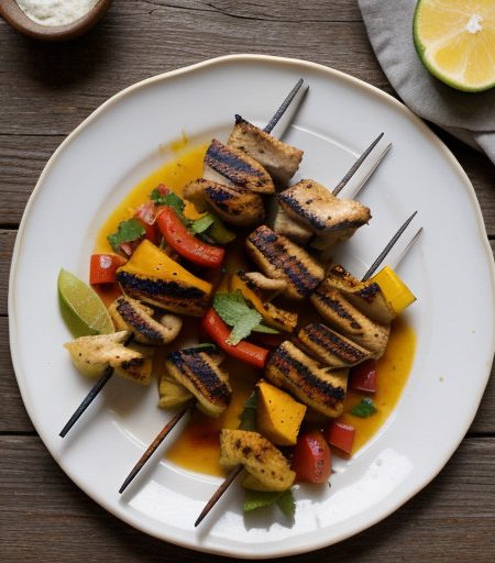 Yucatan Style Chicken Skewers With Papaya Tom recipe image