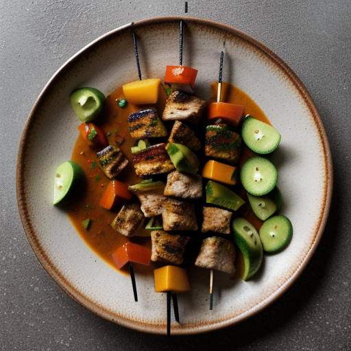 Yucatan Style Chicken Skewers With Papaya Tomatillo Salsa recipe image