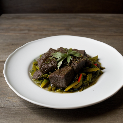 Zilzil Alecha (Beef Strips Braised in Green P recipe image