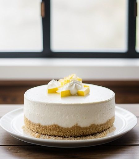 Lemon Cheesecake with Sour Cream Topping and Lemon Sauce recipe image