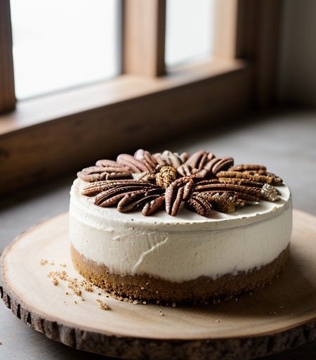 Pumpkin Pecan Cheesecake with Gingersnap Crust recipe image