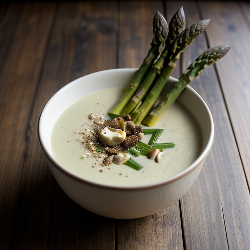 Cream of asparagus soup with Morels recipe image