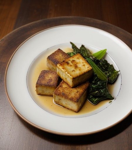 CRISP-FRIED TOFU AND GREENS recipe image