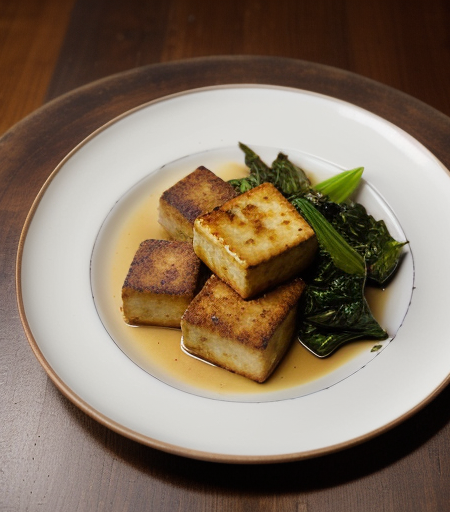 CRISP-FRIED TOFU AND GREENS recipe image