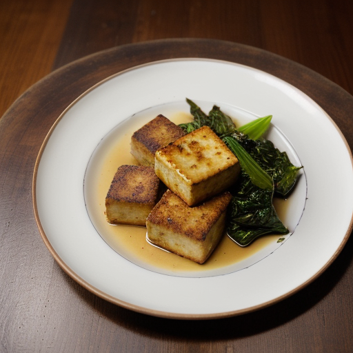 CRISP-FRIED TOFU AND GREENS recipe image