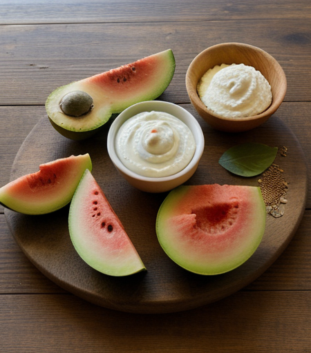 Melons with Sweet Avocado Dip recipe image