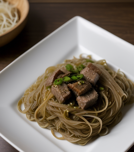 Pork and Chinese Preserved Vegetable on Vermicelli Noodles recipe image