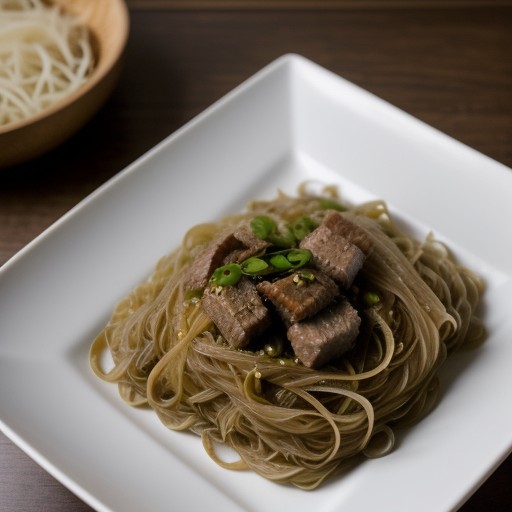 Pork and Chinese Preserved Vegetable on Vermicelli Noodles recipe image
