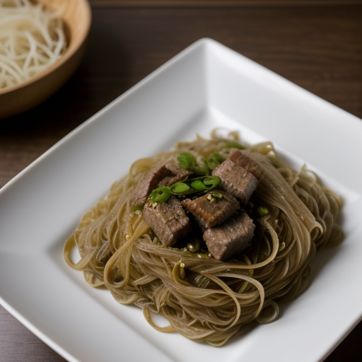 Pork and Chinese Preserved Vegetable on Vermicelli Noodles recipe image