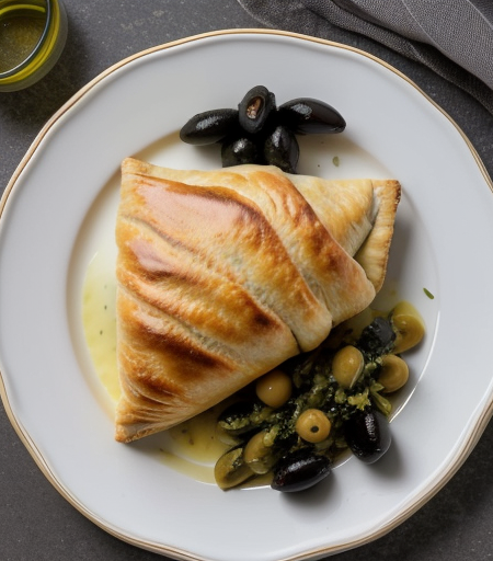 Puff Pastry Calzone with Chevre & Artichoke Hearts recipe image