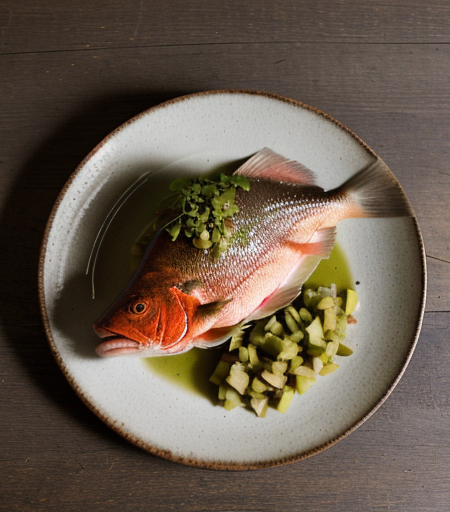 Red Snapper with Tomatillo-Serrano Chile Vinaigrette recipe image