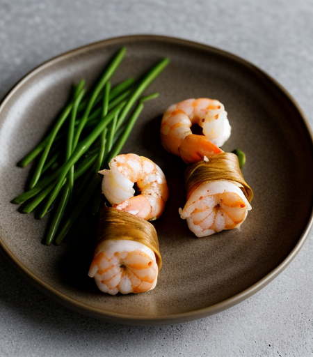 Shrimp wrapped in pea pods recipe image