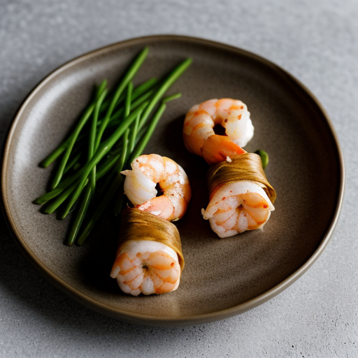 Shrimp wrapped in pea pods recipe image