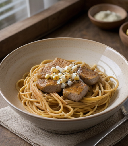 Spaghetti with Cream Corn Sauce recipe image