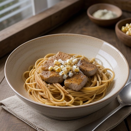 Spaghetti with Cream Corn Sauce recipe image